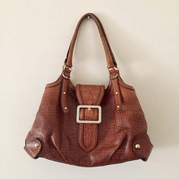 Maxx New York Handbags - Maxx New York Croco Embossed Leather Handbag